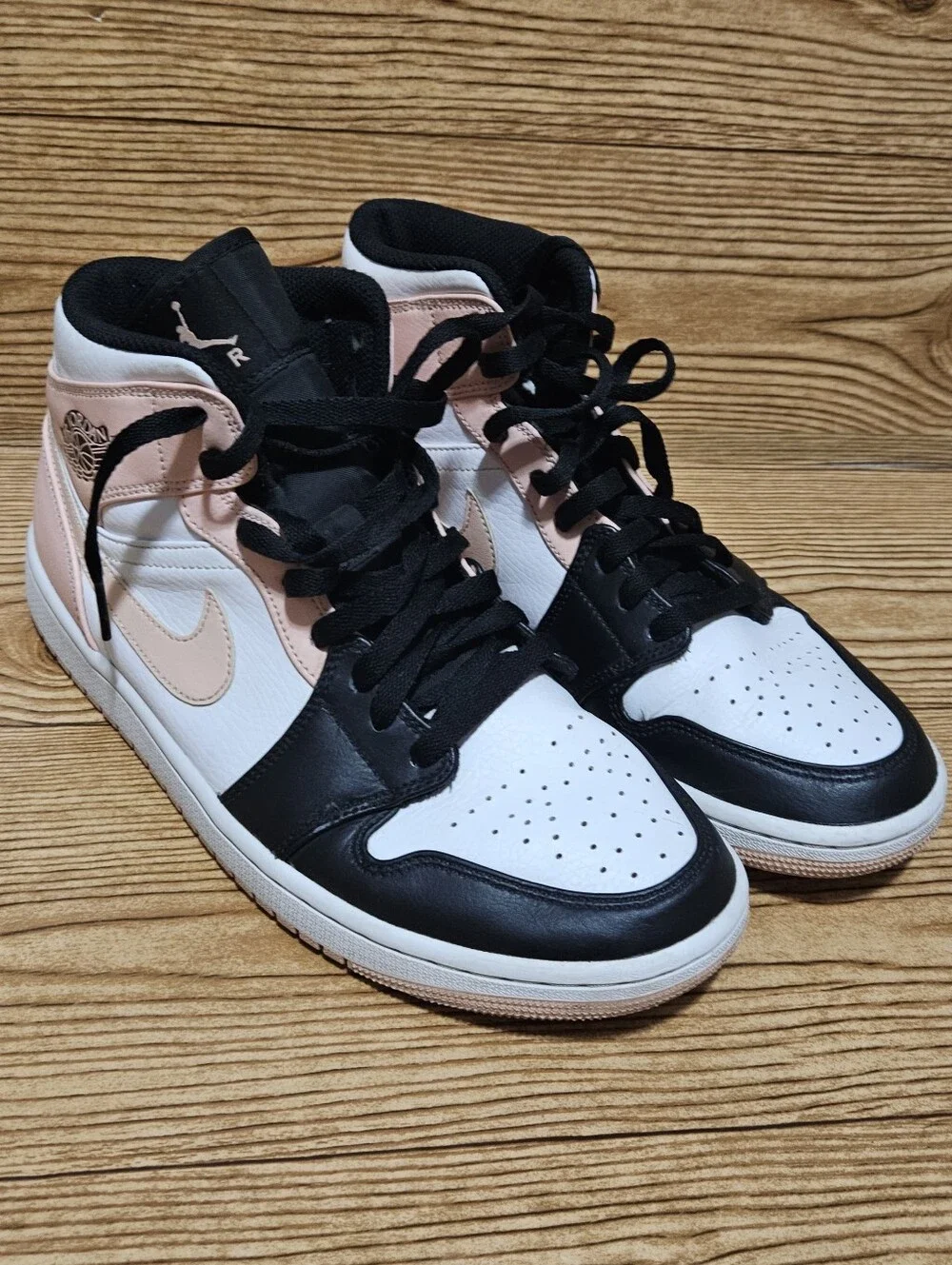 Nike Air Jordan (Air Force) 1 Mid Pink White Black, MENS 9/WOMENS 10.5